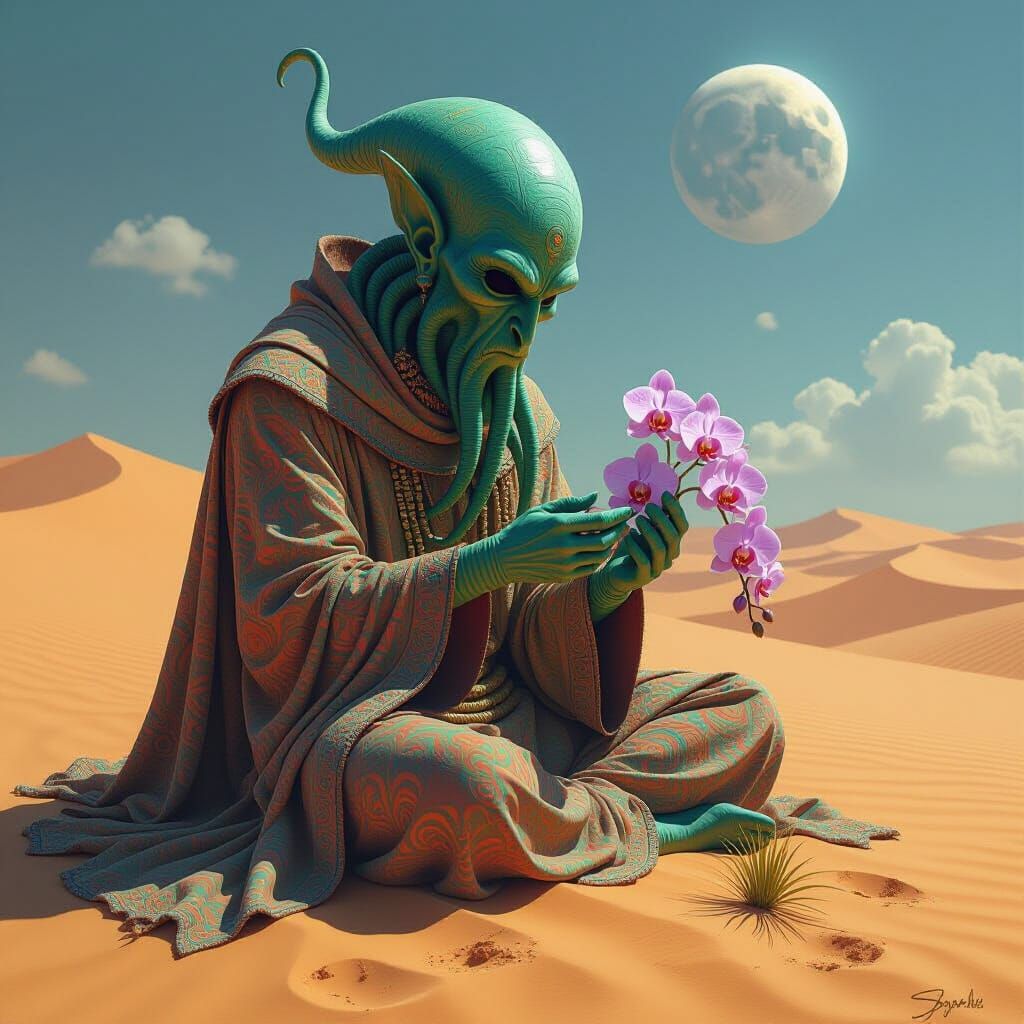 Rainbow Cthulhu Djinn Creates Desert Orchids