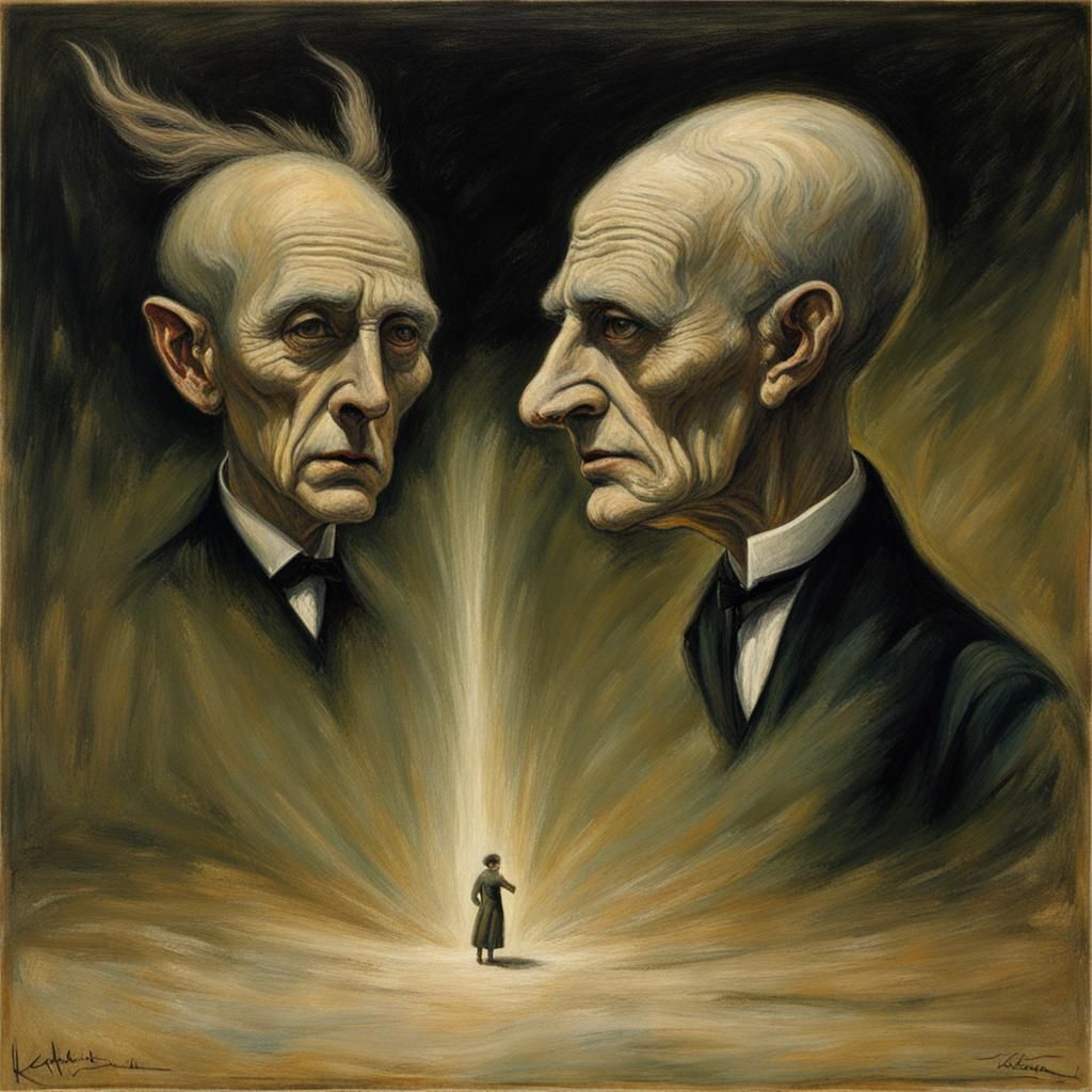 Kafkaesque Metamorphosis: Expressionist Oil Painting