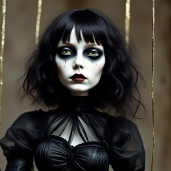 Goth Girl Marionette in Claymation Style