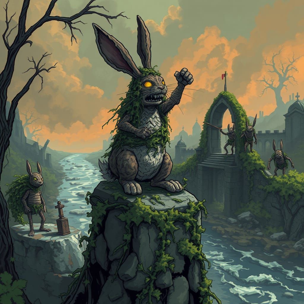 Decayed Rabbit's Riverside Revolution in Samurai Jack Style