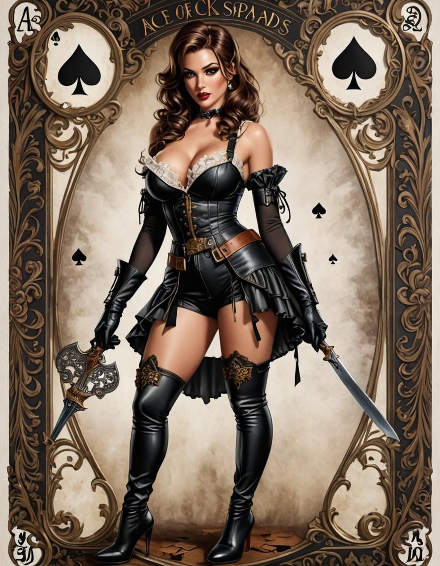 Ace of Spades Pinup Girl in Hyperrealistic Style