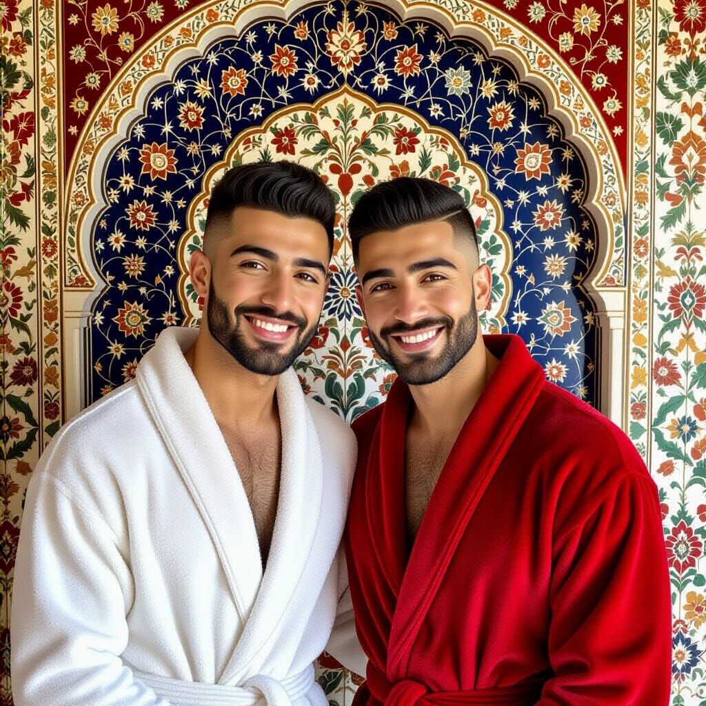 Elegant Couple in Red Velvet, Impressionist Style