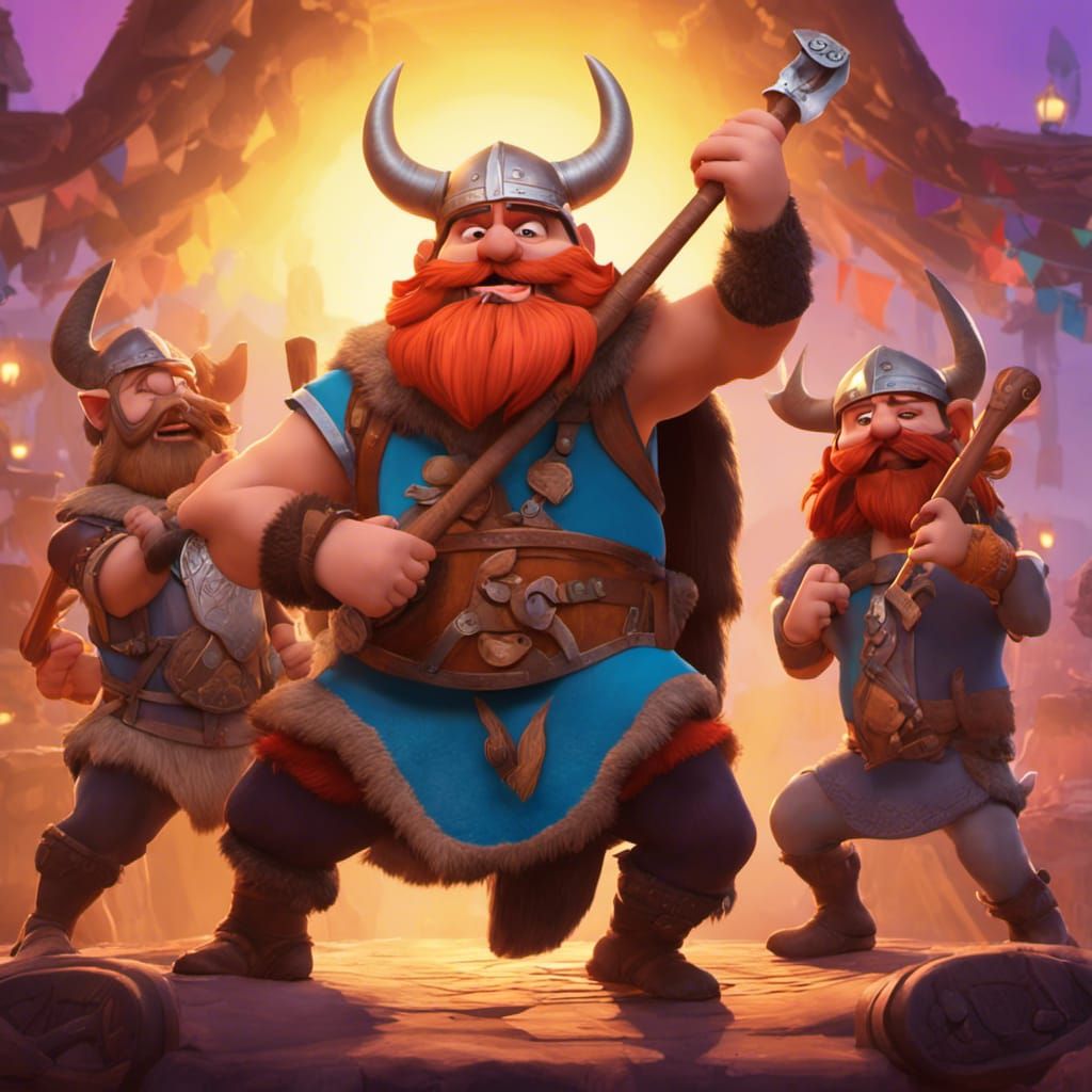 Drunk Viking Dance Party: 3D Digital Art