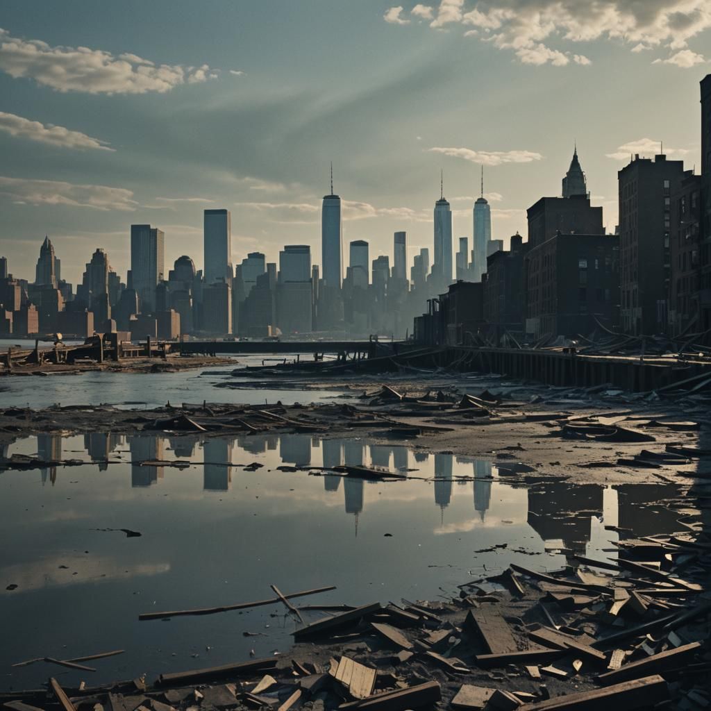 Dystopian NYC Skyline in Cinematic Style