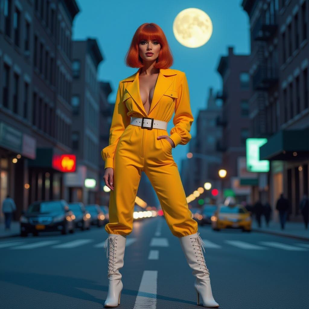 April O'Neil in New York Street, Hyperrealistic Style