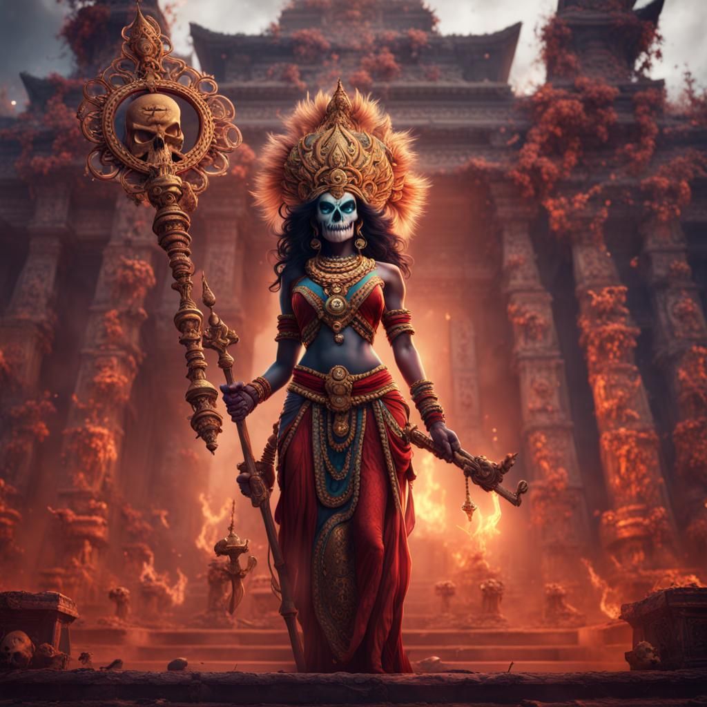 Kali: Indian Goddess of Destruction in Matte Painting Style