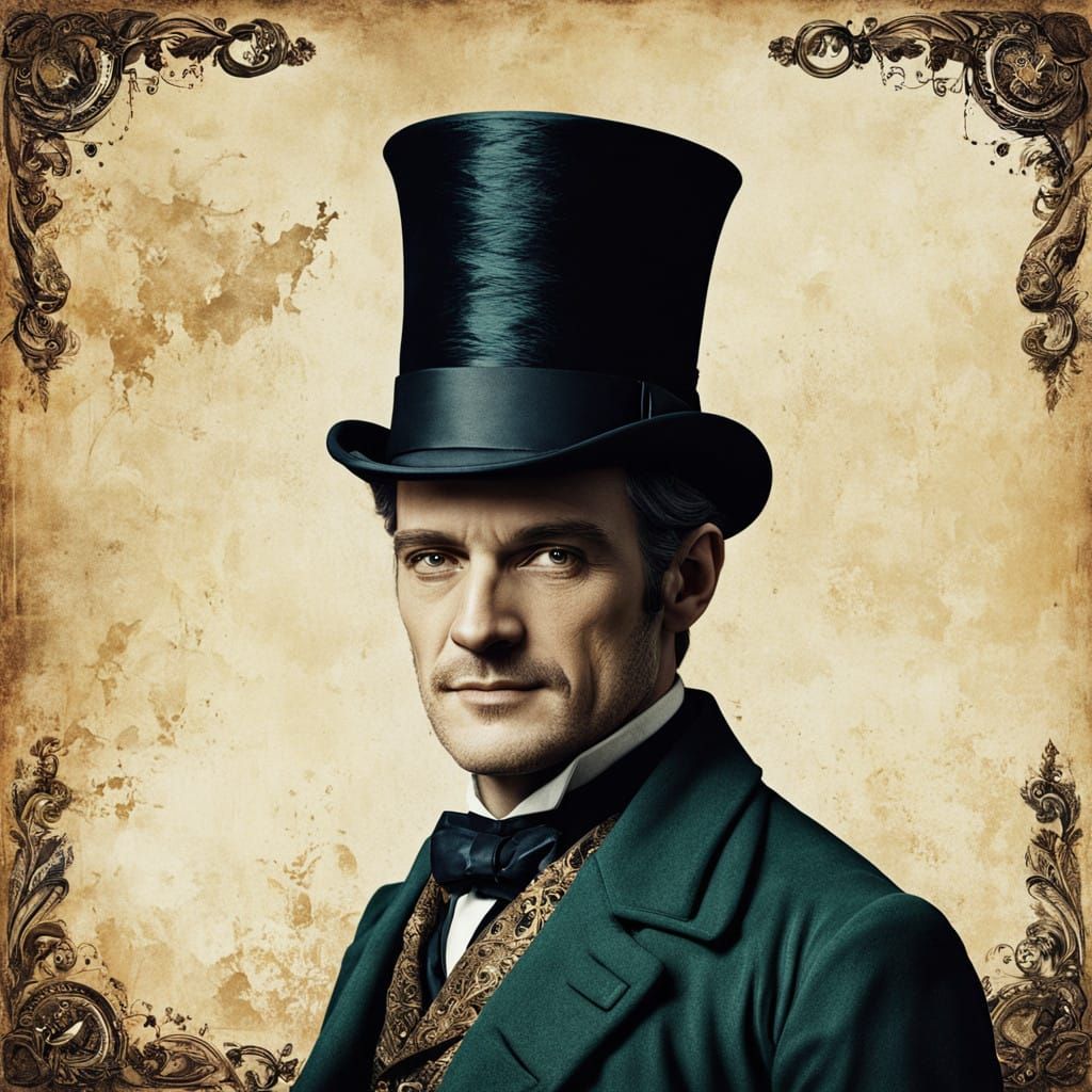 Elegant Gentleman from a Forgotten Era in Rich Oil and Ink