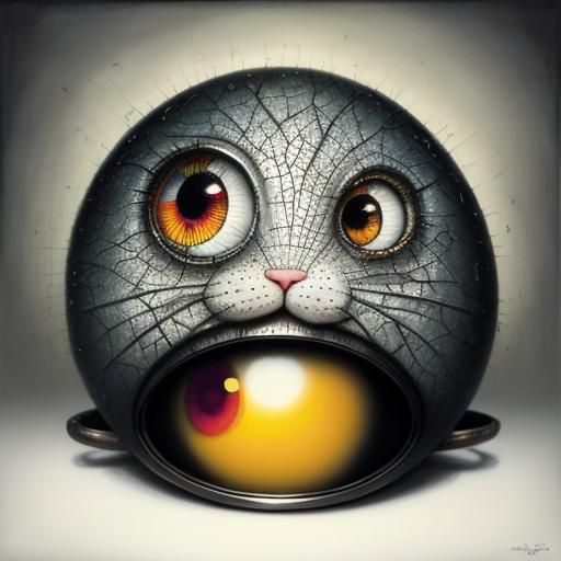 Surreal Fried Egg and Mouse in Vivid Colors