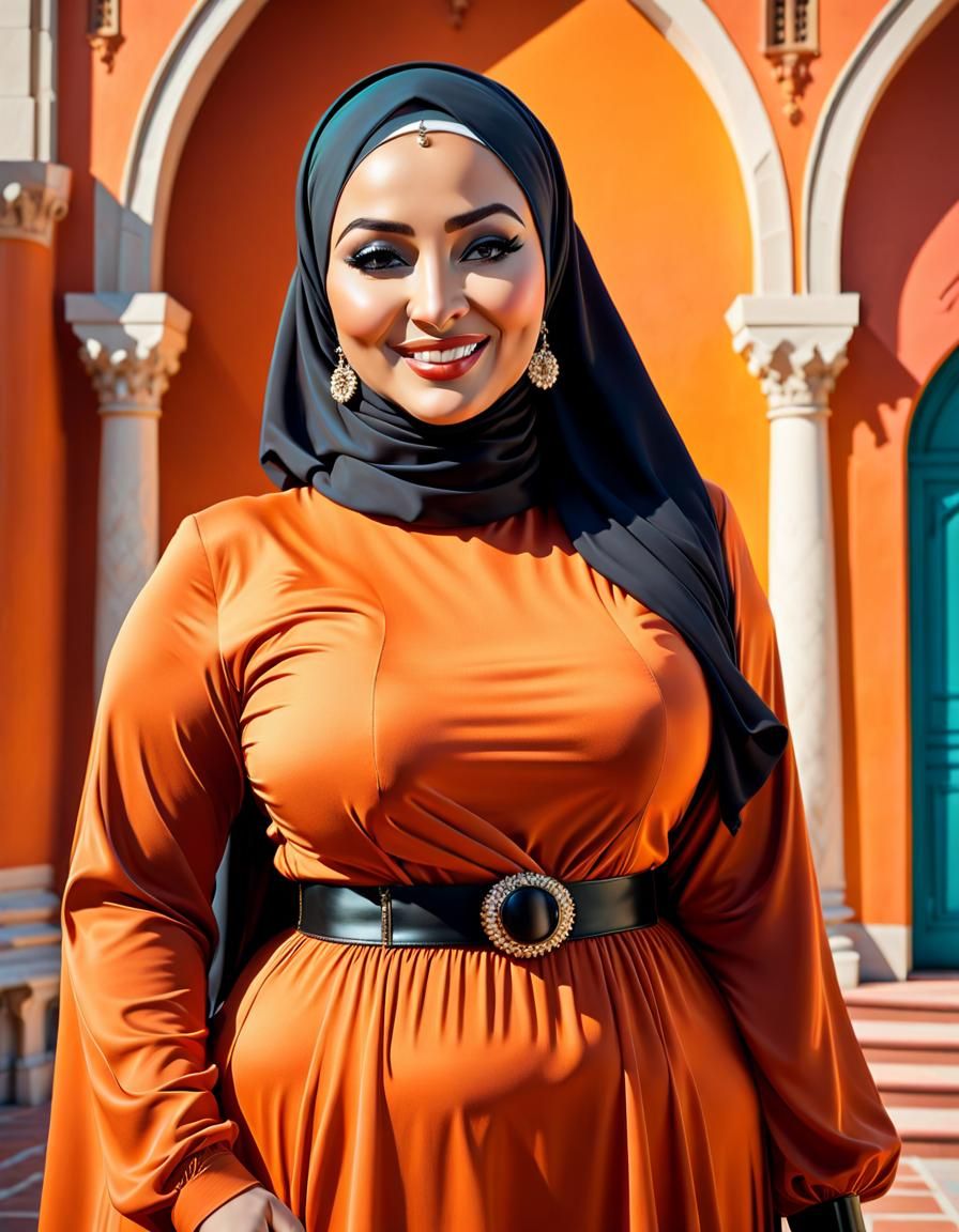 Pop Art Portrait of Confident Woman in Hijab