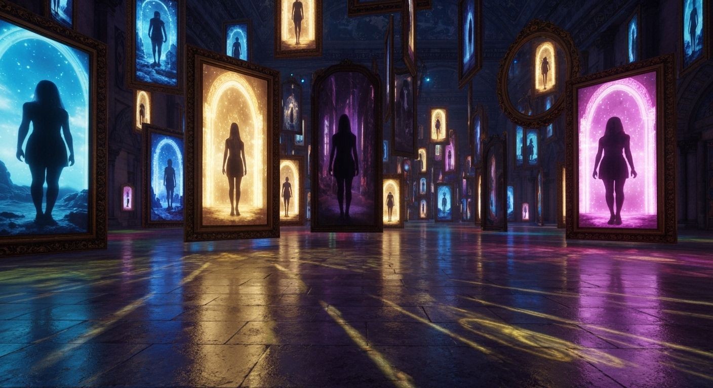 Magical Hall of Mirrors with Portals to Other Worlds