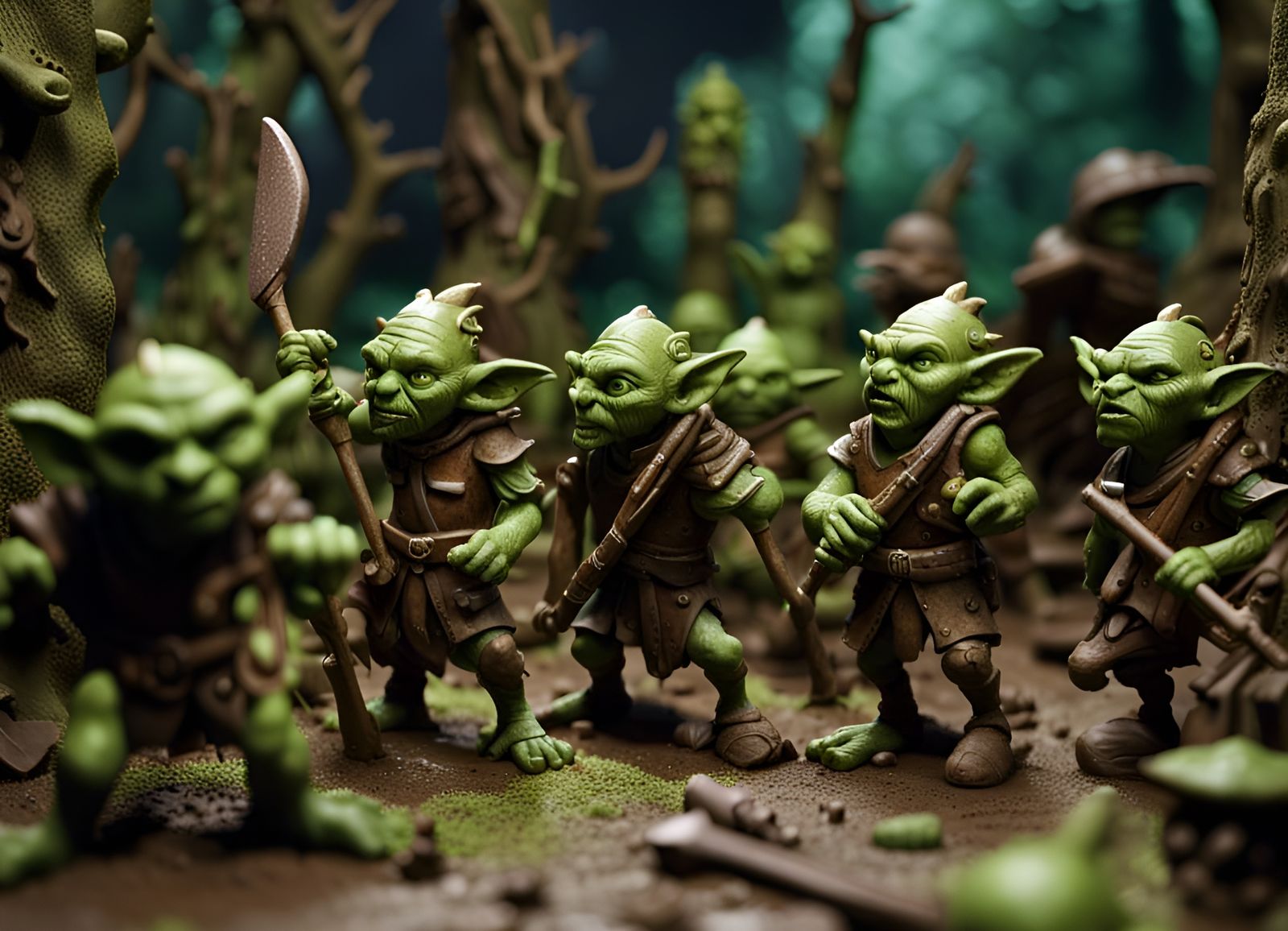 Weaponized Goblin Raiding Party in Clay Resist Style