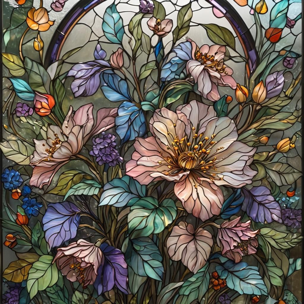 Botanical Floral Centerpiece in Flowing Liquid Style