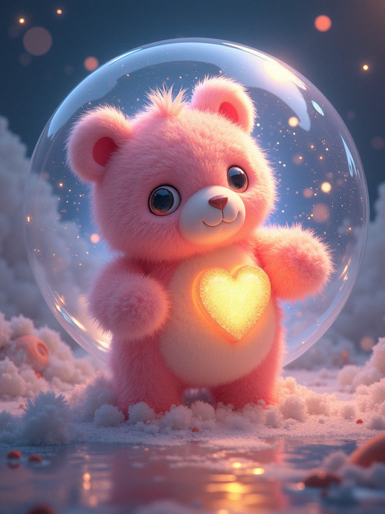 Encased Fluffoid Creature in Miraculous Reflective Spheres