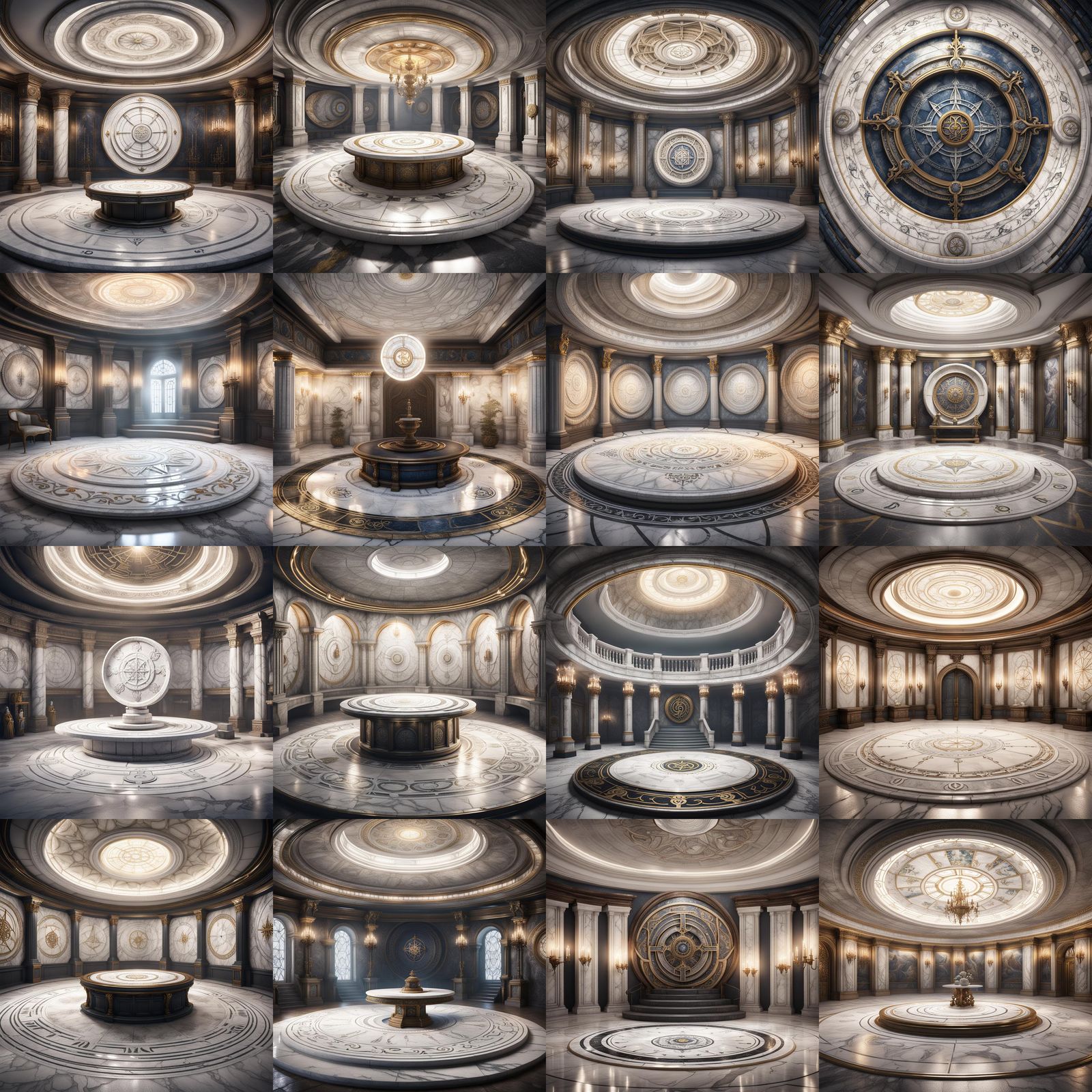 Magical Sigil Chamber in White Marble
