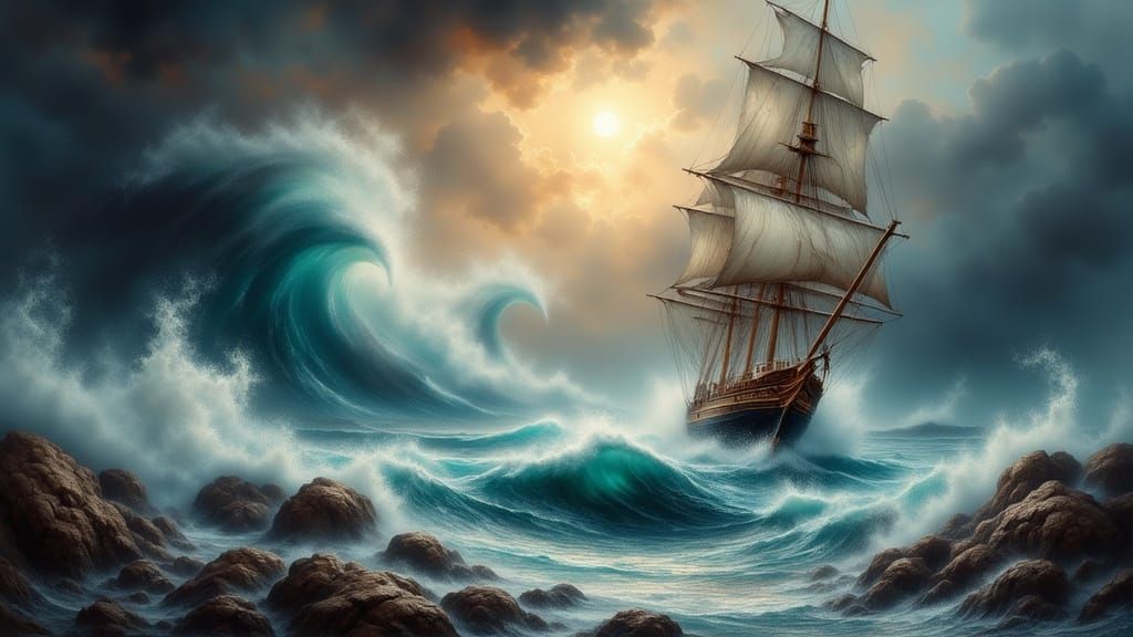 Caravelle Battles Apocalyptic Storm at Sea