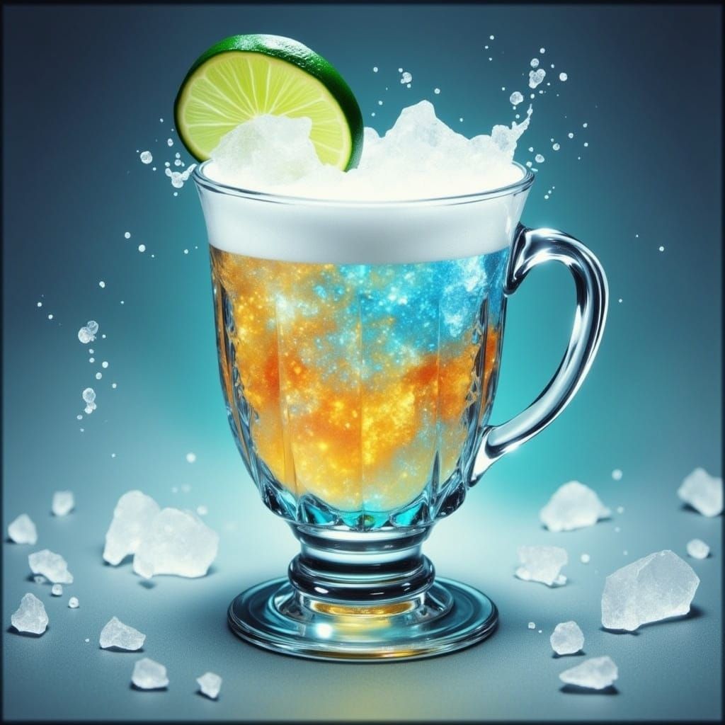 Effervescent Drink Swirling into Crystal Tankard