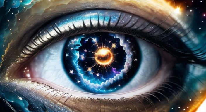 Surreal Woman with Galaxy Eyes Portrait