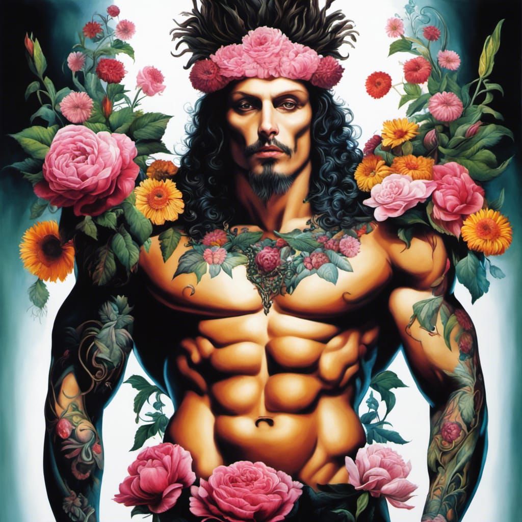 Floral Portrait in Oil Painting Style