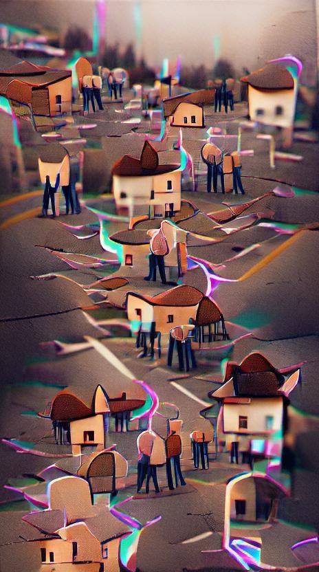 Astral Town of Strangers: Holographic Cosmic Illustration