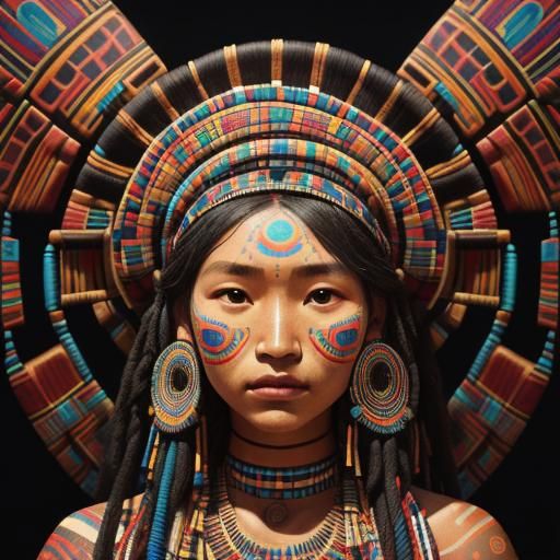 Shipibo Woman: Interconnectedness in Hyperrealistic Splash A...