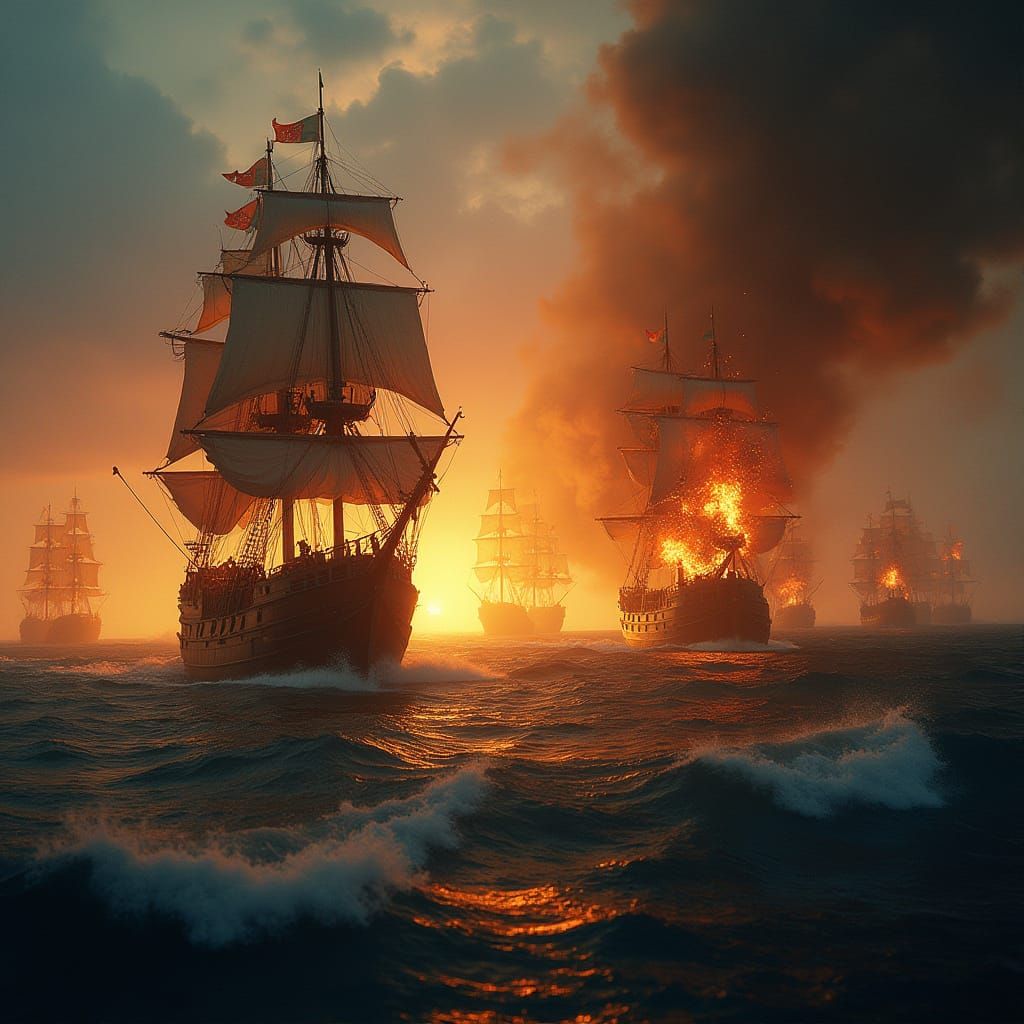 Epic Sea Battle: Portuguese Ships Clash with Malay Sultanate...