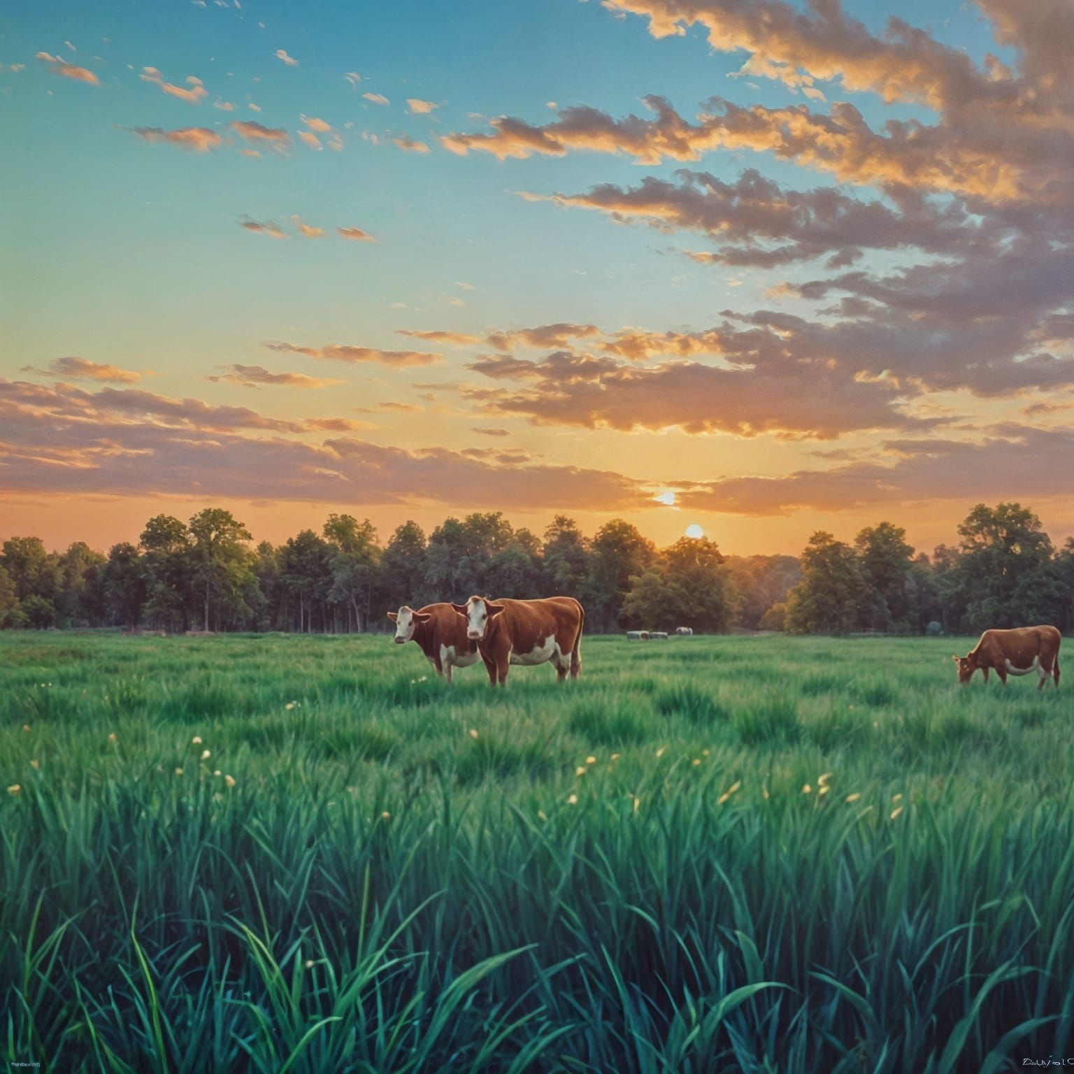 Surreal Cows in Grassy Field of Consciousness