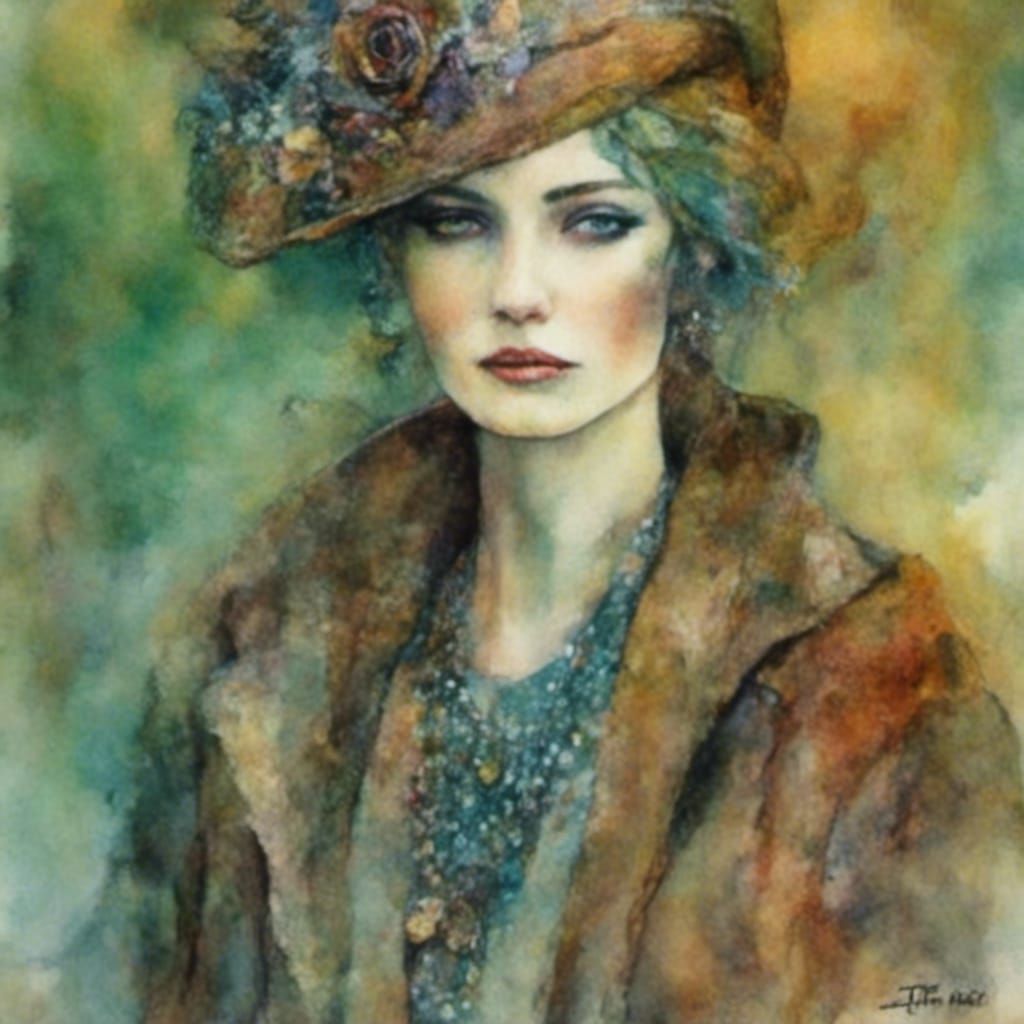 Art Deco Woman with Geometric Design