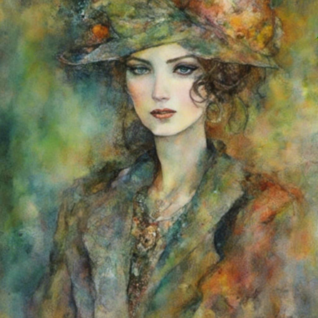 Art Deco Woman with Color Fume Effect