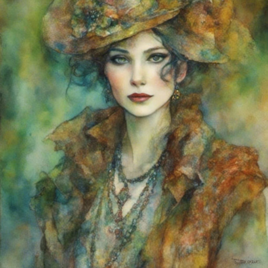 Elegant Art Deco Woman Portrait