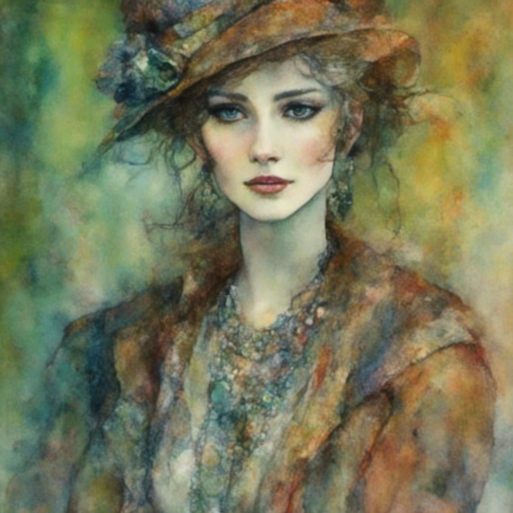 Art Deco Woman in Retro Futuristic Style