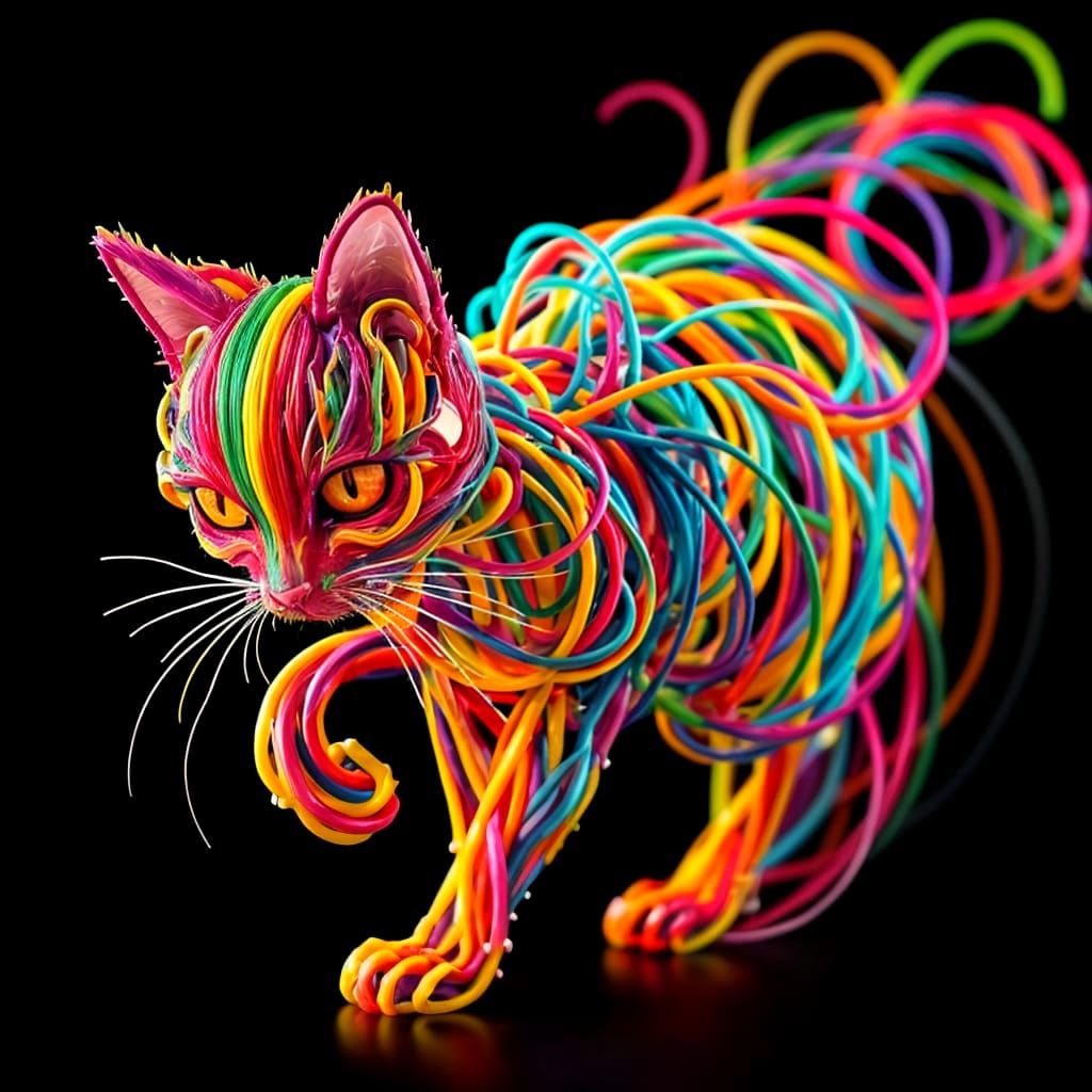 Surreal Rubber Band Cat Tornado
