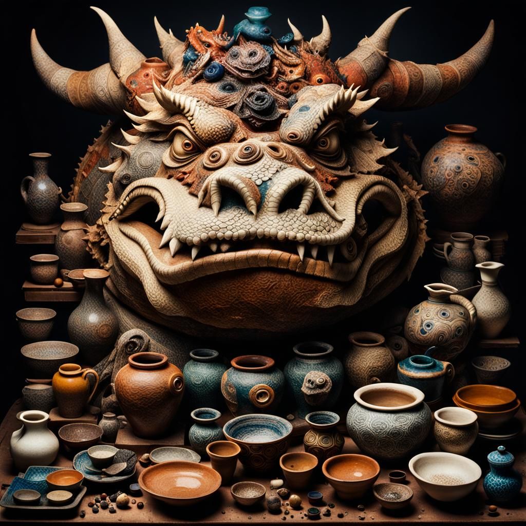 Demonic Cyborg Dragon Portrait in Hyperrealistic Style