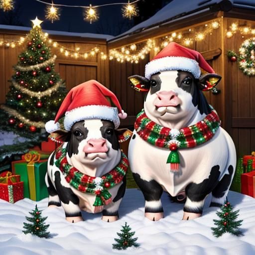 Happiest Cow Christmas by Botero