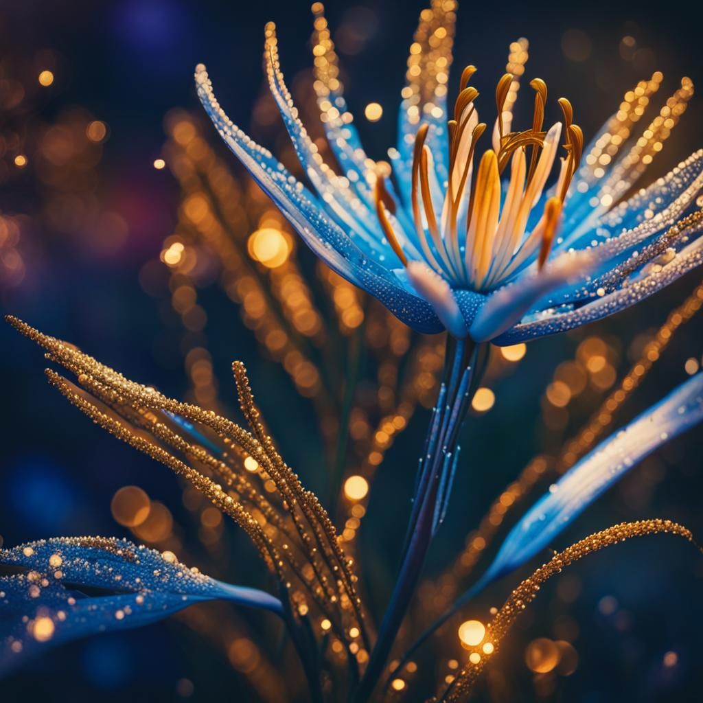 Magic Blue Spider Lily in Acrylic Art