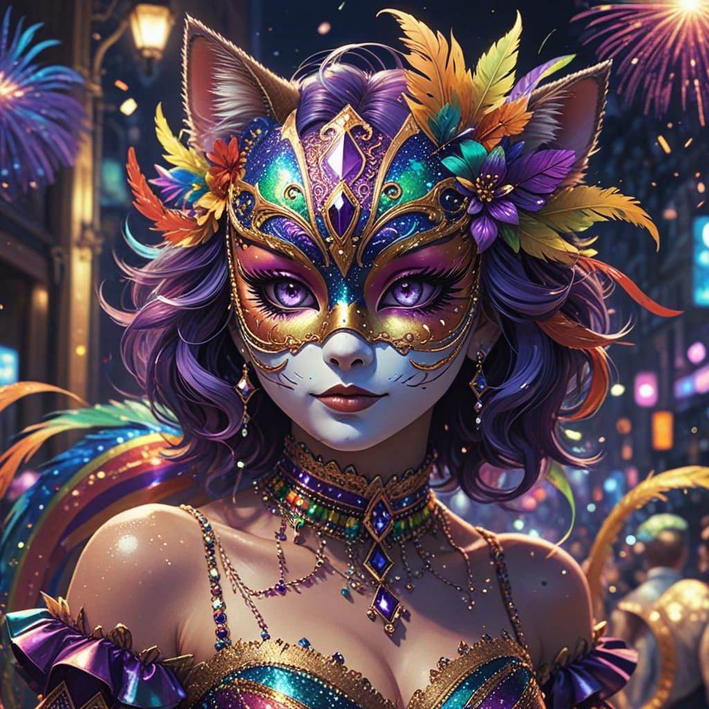 Mardi gras cat masquerade 