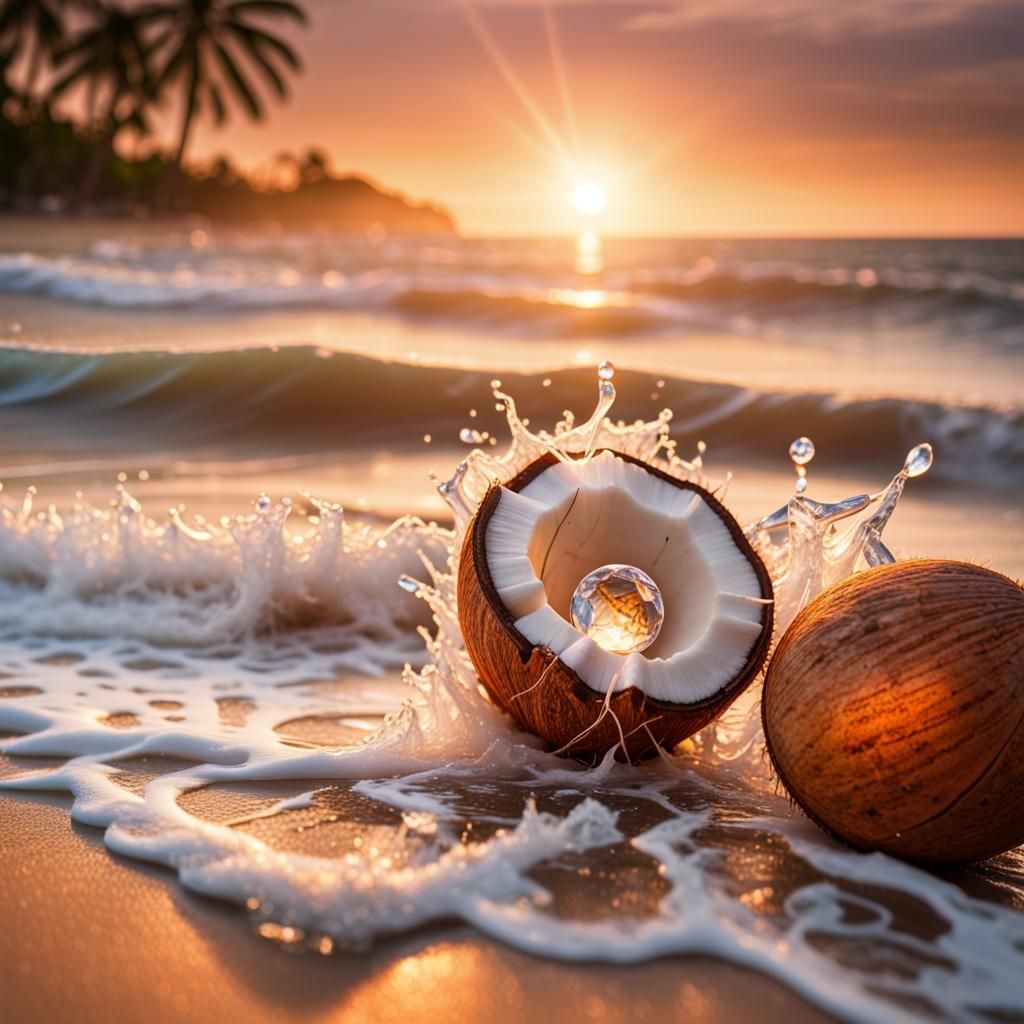 Diamond Beach Sunset with Shells and Orange Light