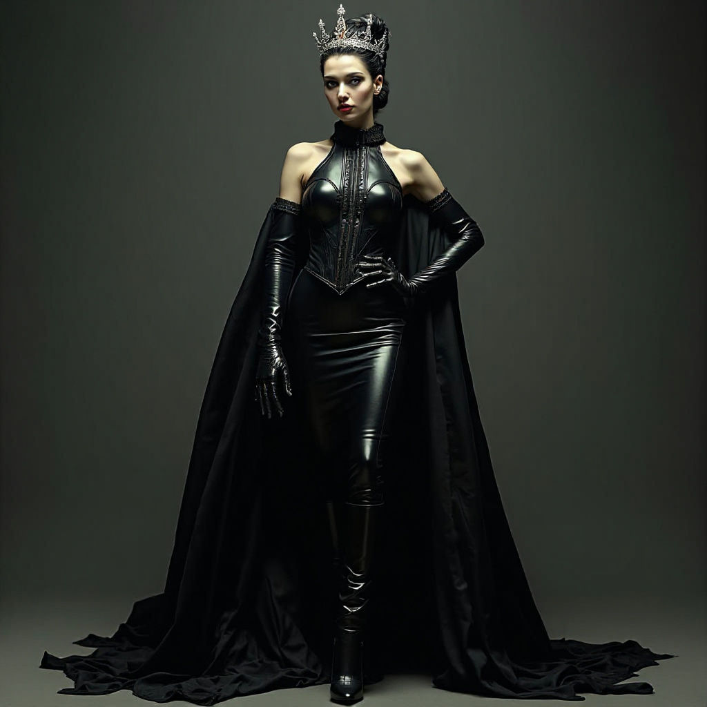 Evil Queen in Latex Gown and Cape