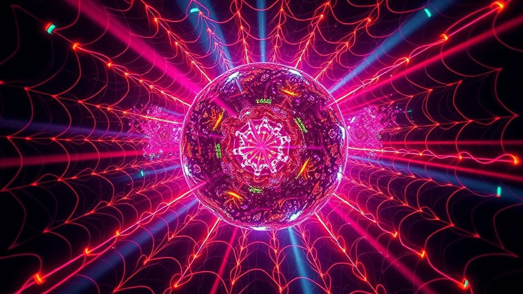 Bioluminescent Fractal Spheres with Rainbow Beams