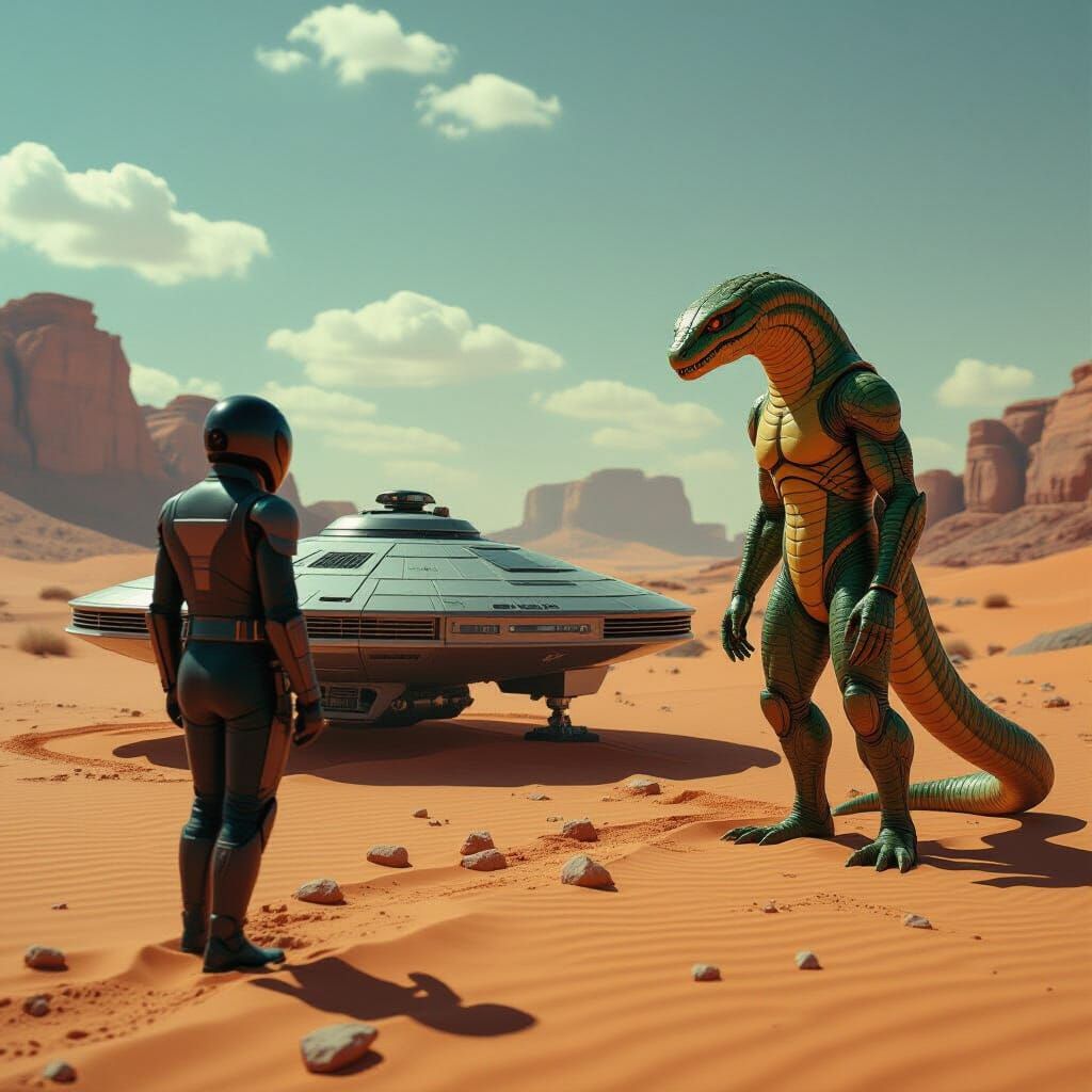 Star Trek Crew Member Hunted by Snake Alien in Desert