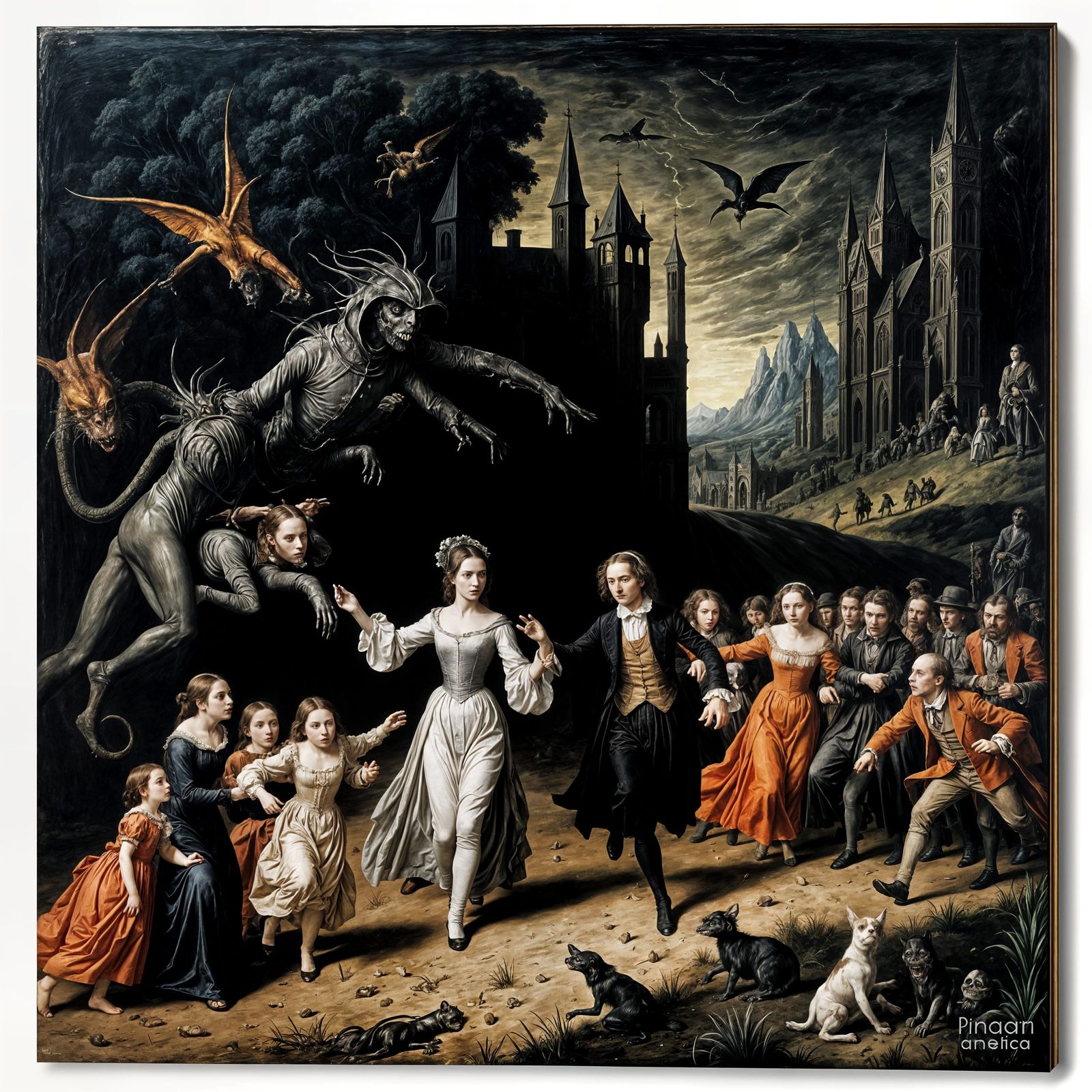 Terrified Victorians in Dark Gothic Nightmare Landscape