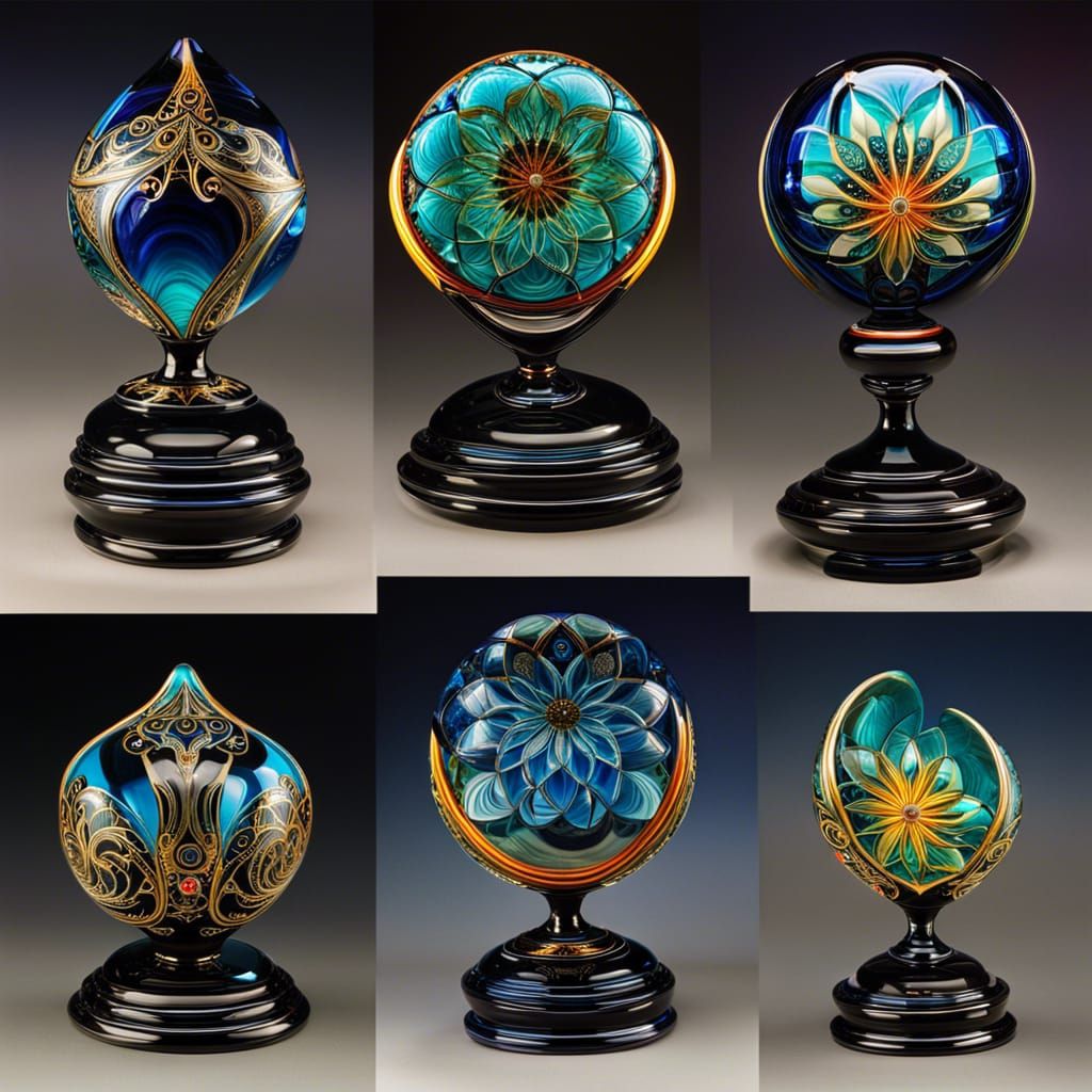 Cosmic Mandala Blown Glass Sculpture in Spacecore Style