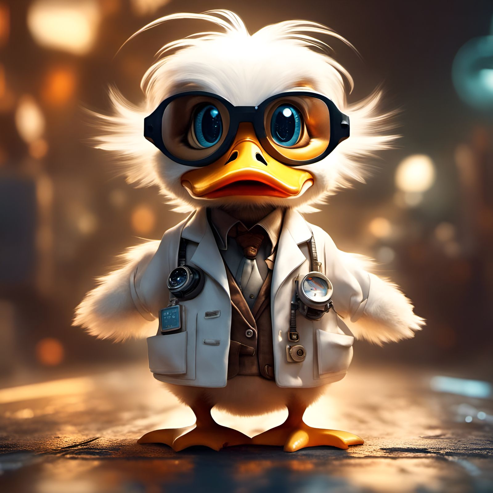 Chibi Duck as Doc Brown in Detailed 3D