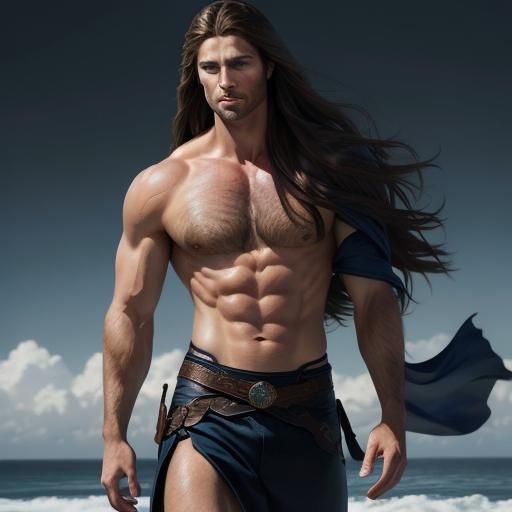 The most handsome man ever seen flowing hair dark with perfe...