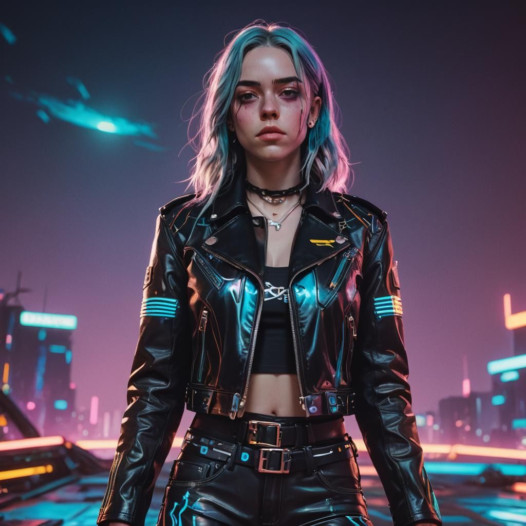 Space Cowboy Woman on the Moon in Cyberpunk Fauvism