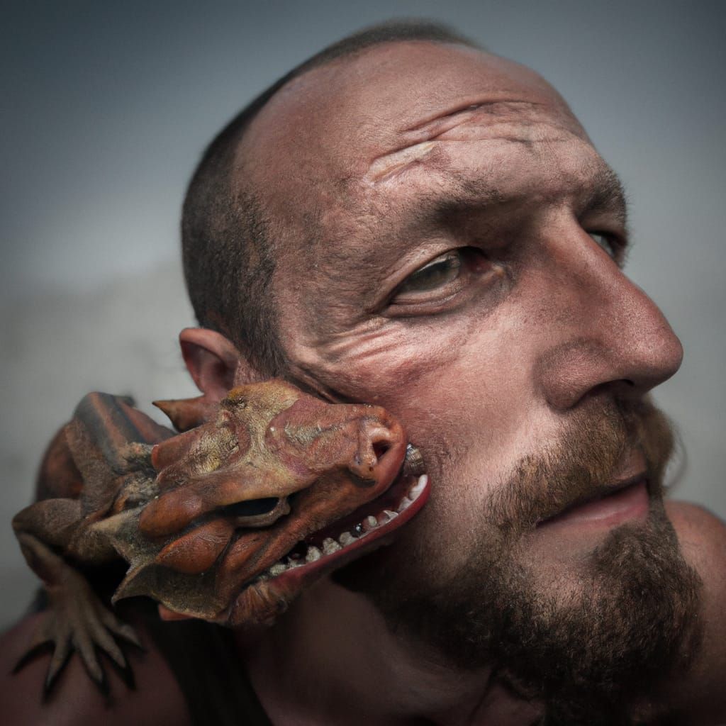 Dragon Healed by Caring Townspeople in Dramatic Portrait