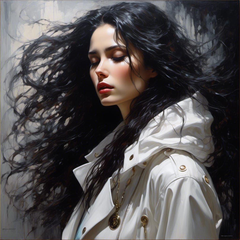 Gothic Anime Oil Painting of Spanish Woman