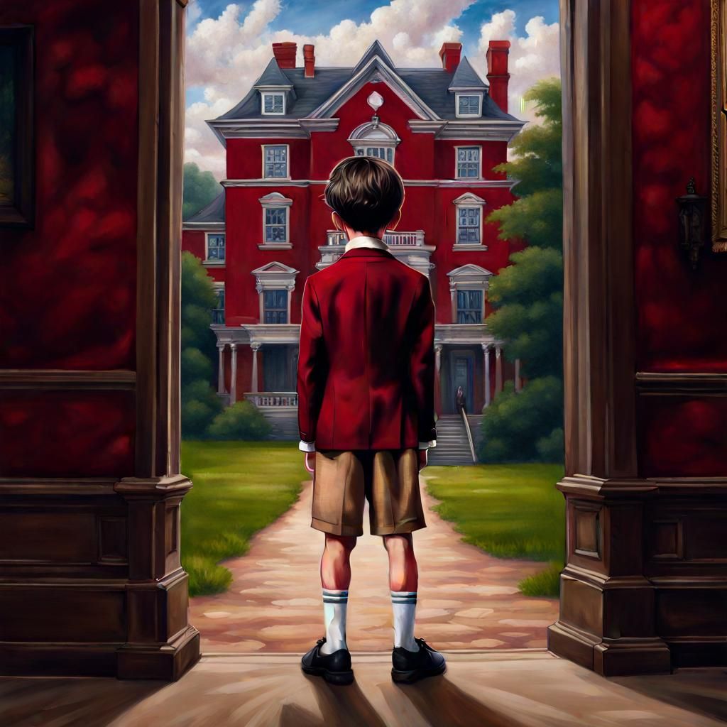 Victorian Boy with Burlap Sack: Hyperrealistic Painting