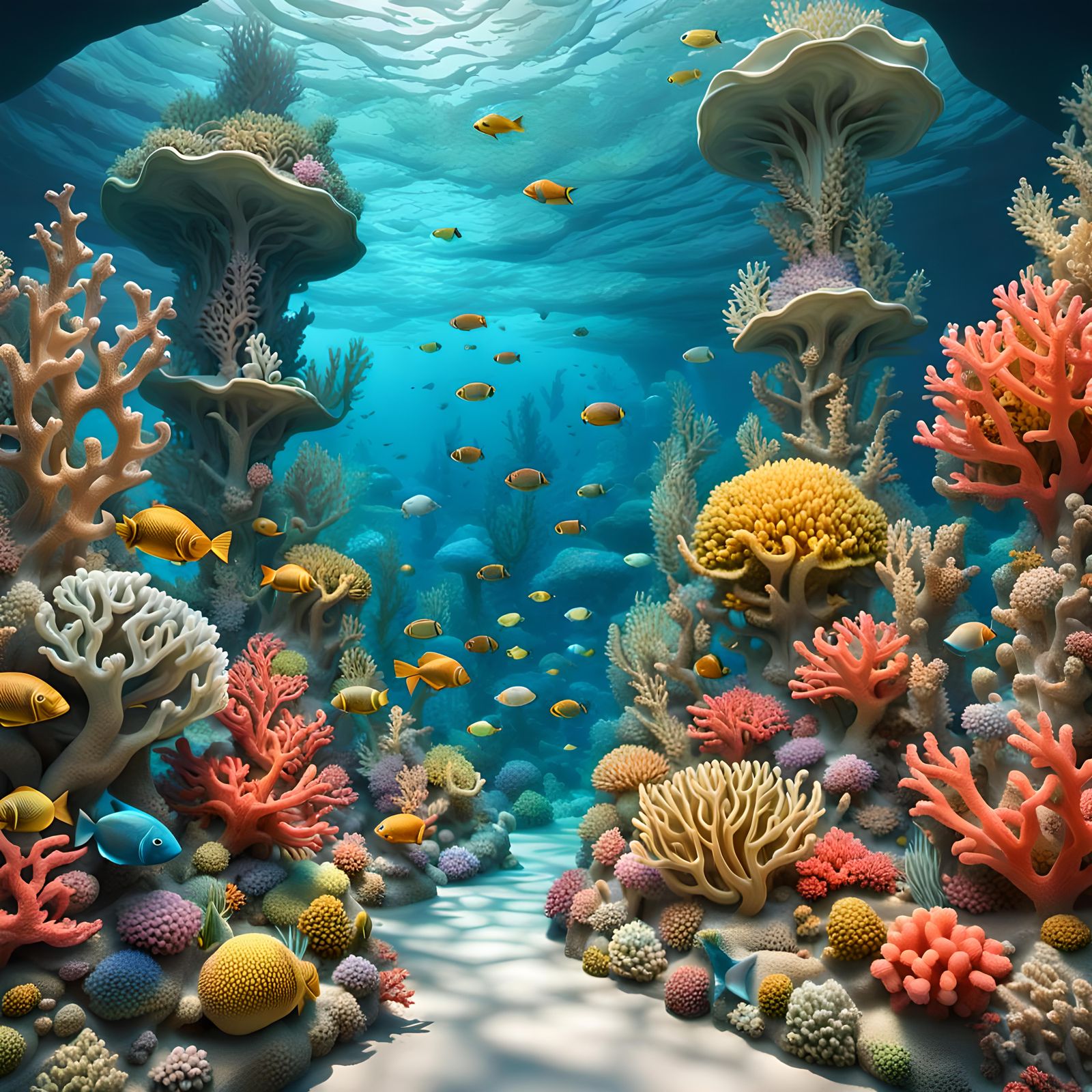 Underwater Coral Garden Sculpture in Marine Art Style