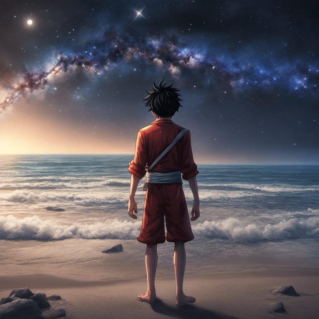 Monkey D. Luffy Portrait Under a Starry Sky