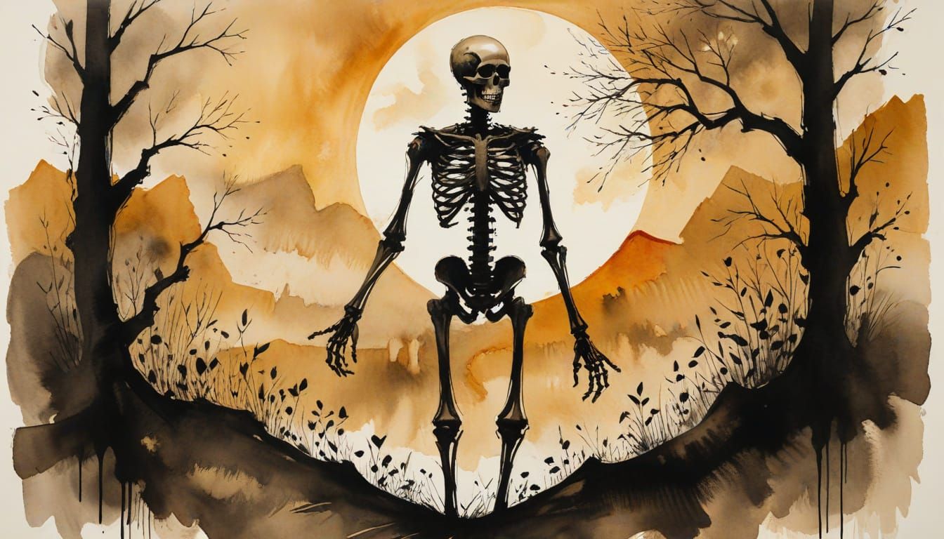 Skeleton King Made of Twigs at Golden Hour